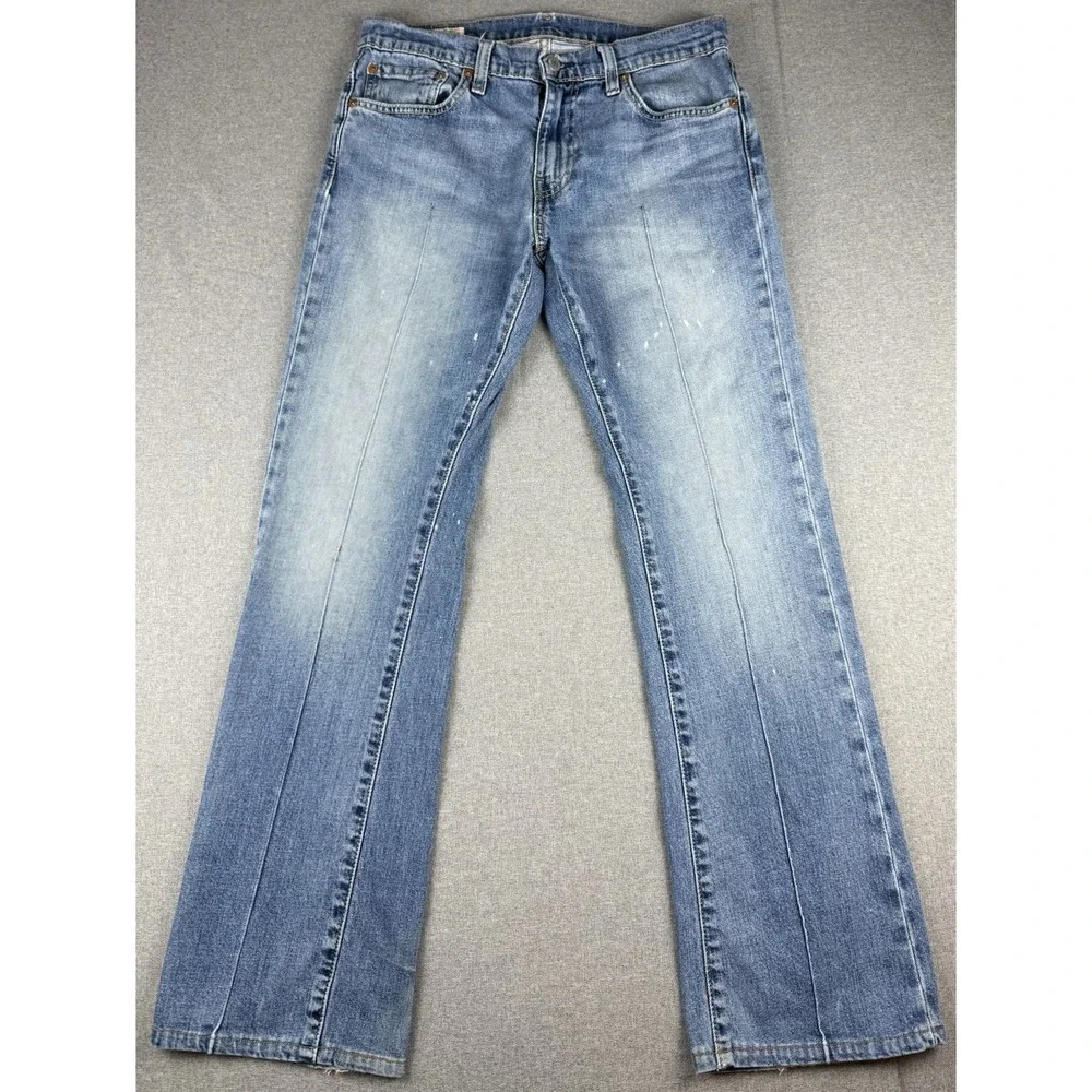 Levi's 527 Slim Boot Jeans Men's 32x32 Blue Distressed Paint Wash Denim